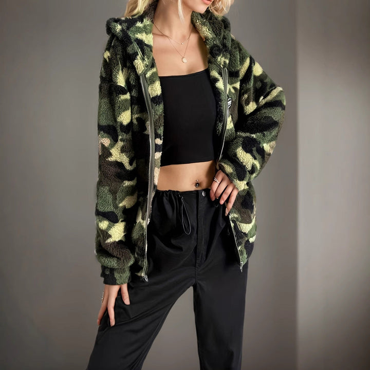 Explore the Women's Casual Camouflage Hooded Jacket
