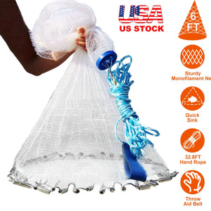 Experience the Thrill of Fishing with Our 6ft Radius Fishing Cast Net