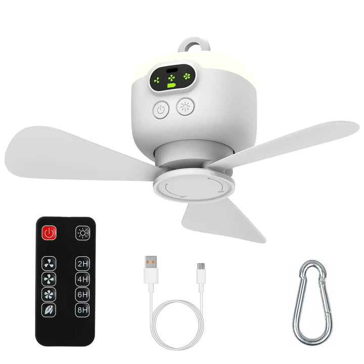 2 In 1 Portable Camping Fan with LED
