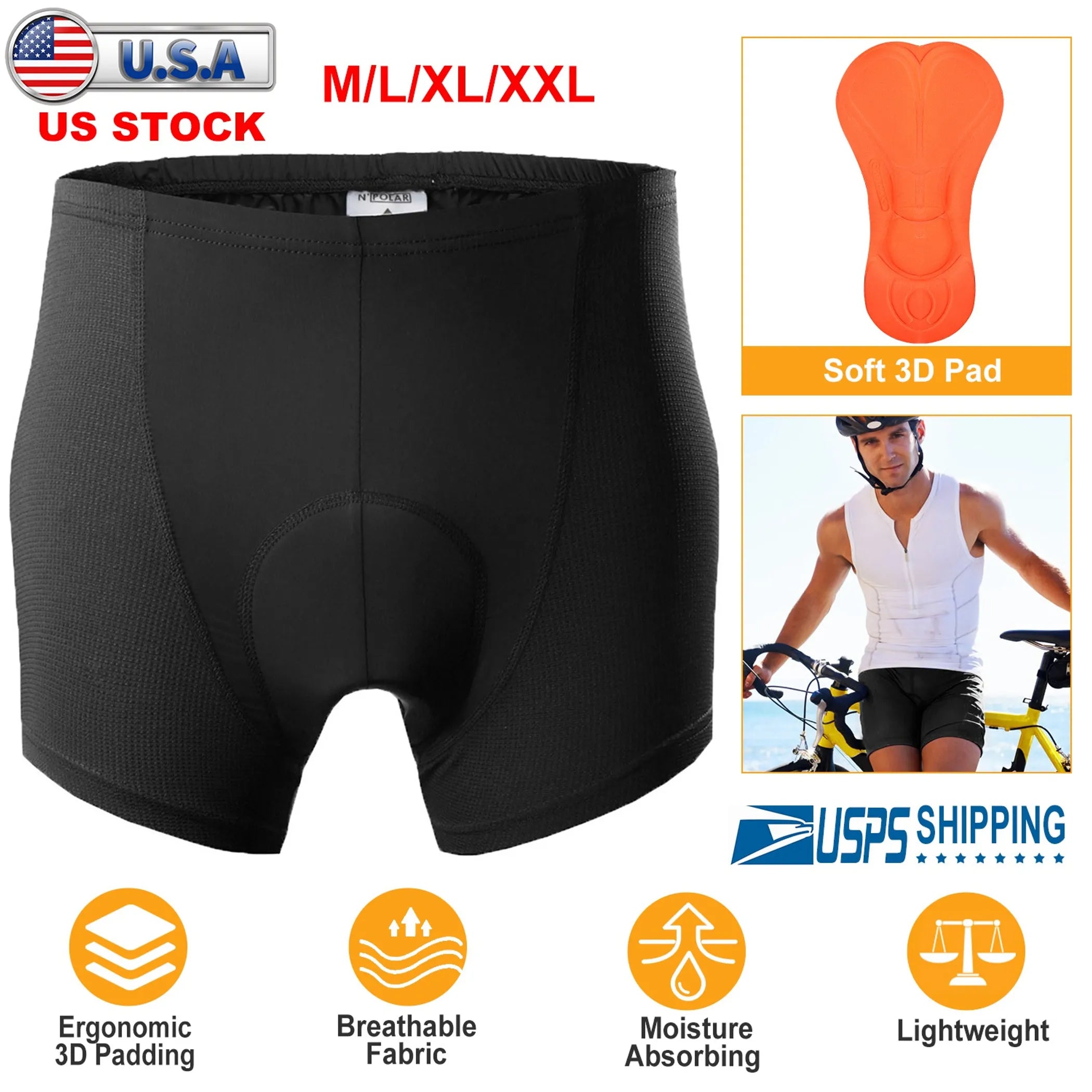 Men\'s Cycling Underwear Shorts 3D Padded Bike Underwear Shorts