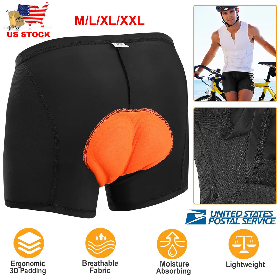 Men\'s Cycling Underwear Shorts 3D Padded Bike Underwear Shorts